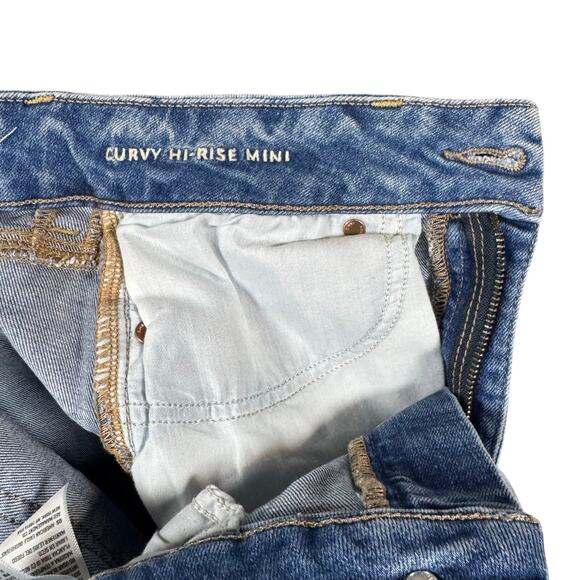 American Eagle Women's Curvy High Rise Super Stretch Distressed Jean Skirt - 4 - Picture 7 of 9